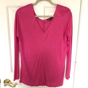 Hot Pink Vince Top V Neck 3/4 length sleeves NEW